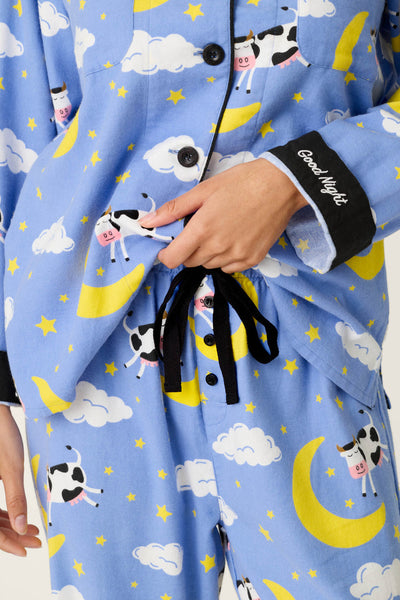 P.J. Salvage Cows Jumping Over the Moon 3-Piece Flannel PJ Set