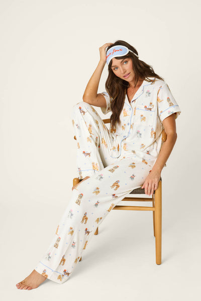 P.J. Salvage Meet Me in Pawris Dog Print 3-Piece PJ Set
