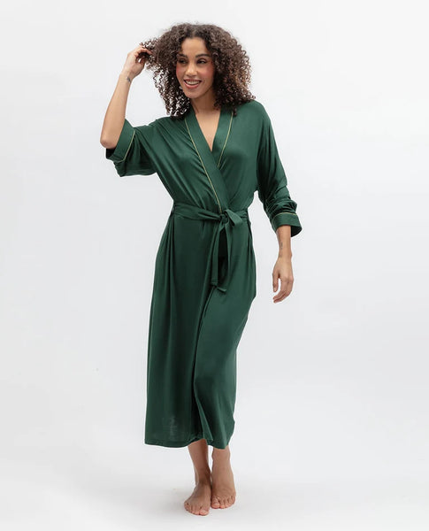 Cyberjammies Ember Dark Green Jersey Long Sleeve Dressing Gown