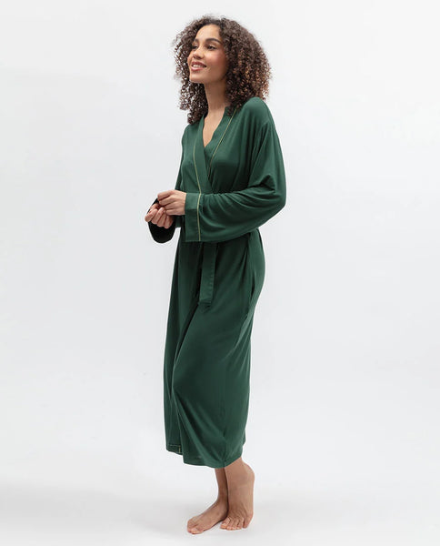 Cyberjammies Ember Dark Green Jersey Long Sleeve Dressing Gown