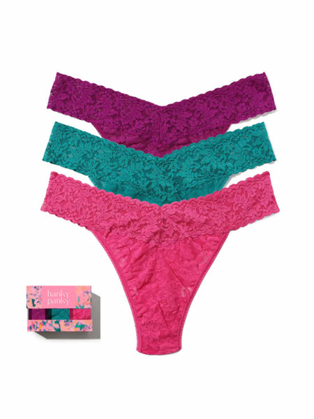 Hanky Panky Signature Lace Original Rise Thong Bold Bloom Box 3 Pack