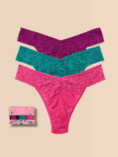 Hanky Panky Signature Lace Original Rise Thong Bold Bloom Box 3 Pack