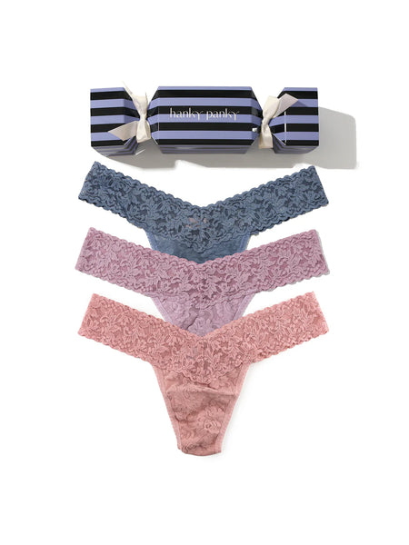 Hanky Panky Signature Lace® Original Rise Thong Holiday 3 & 5 Pack Cracker