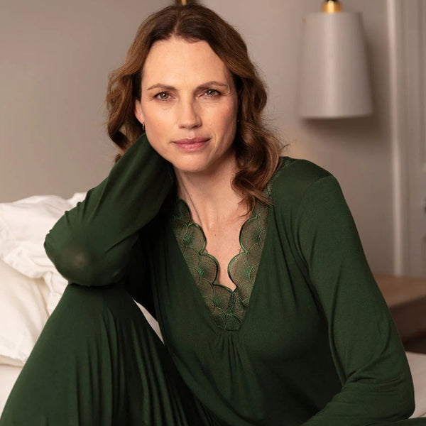 Nora Rose Jade Lace Detail Pajama Set