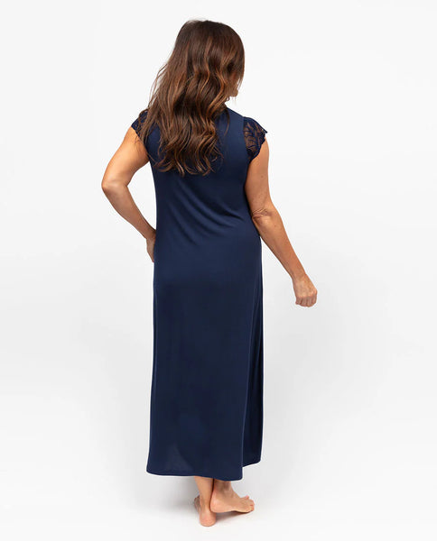 Nora Rose Caroline Lace Detail Long Nightdress