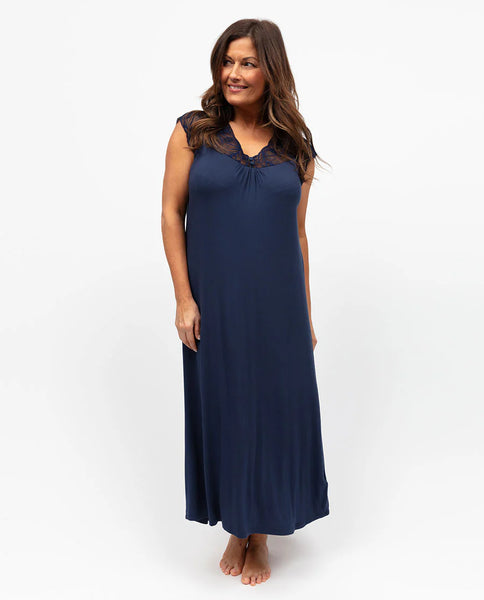 Nora Rose Caroline Lace Detail Long Nightdress