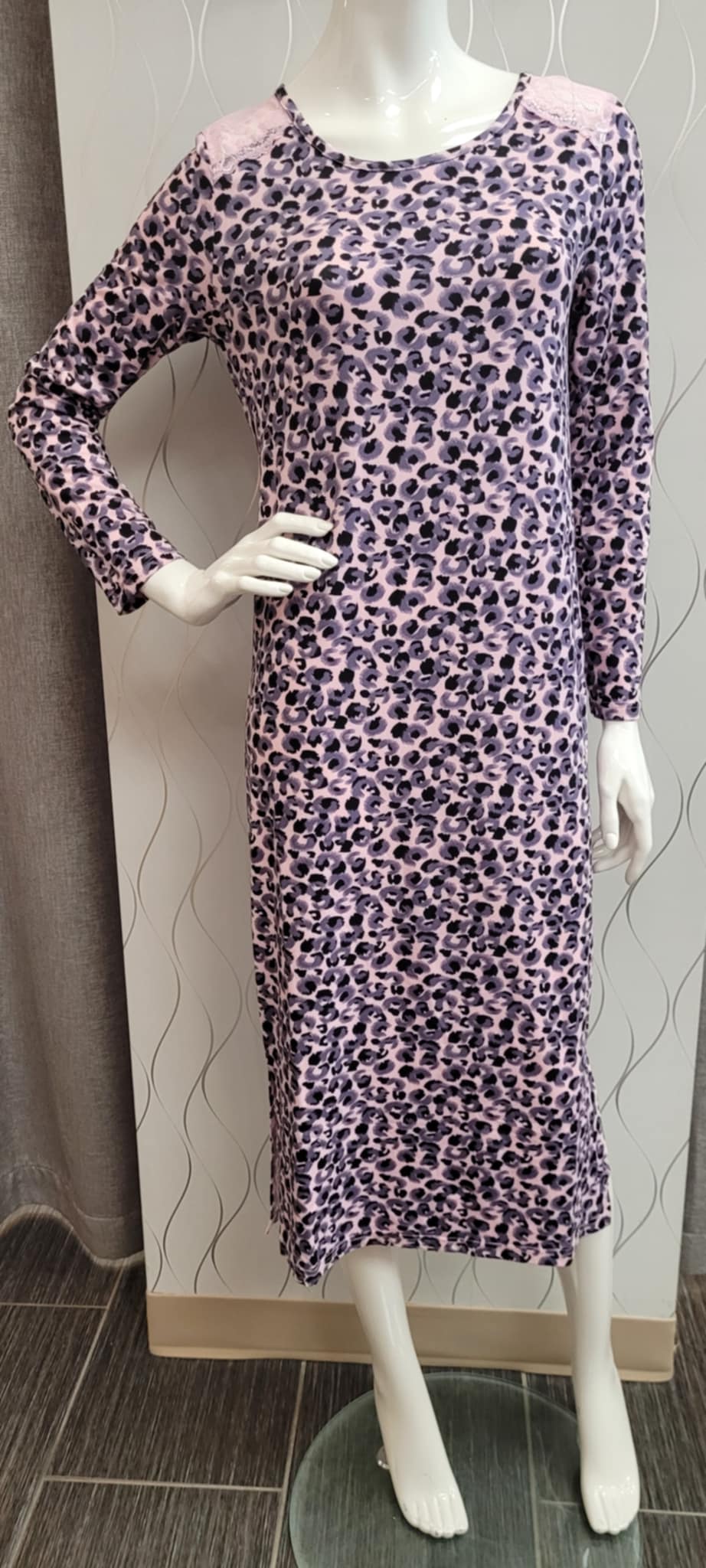 Patricia Animal Print Long Sleeve Nightgown