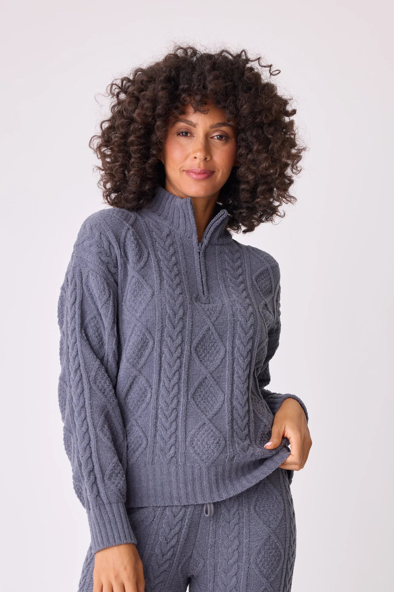 P.J. Salvage Chenille Cozy Cable Quarter Zip Sweater