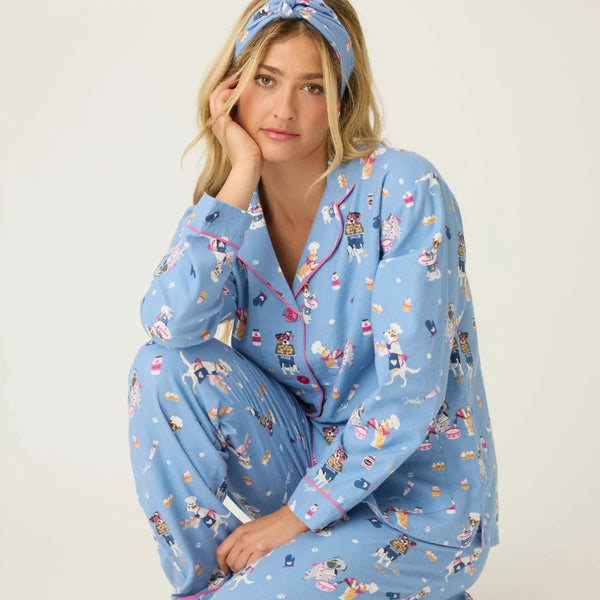 P.J. Salvage Baked Woof Love Dog Print Flannel PJ Set