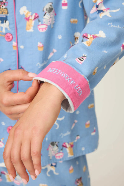 P.J. Salvage Baked Woof Love Dog Print Flannel PJ Set