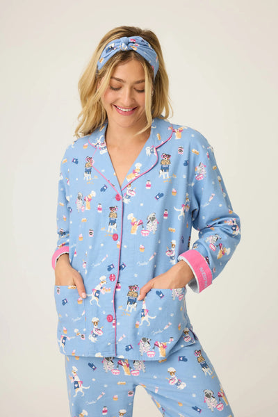 P.J. Salvage Baked Woof Love Dog Print Flannel PJ Set