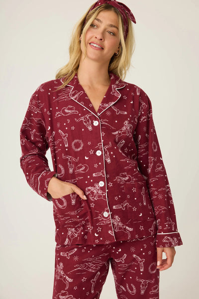 P.J. Salvage Hold Your Horses Western Print Flannel PJ Set