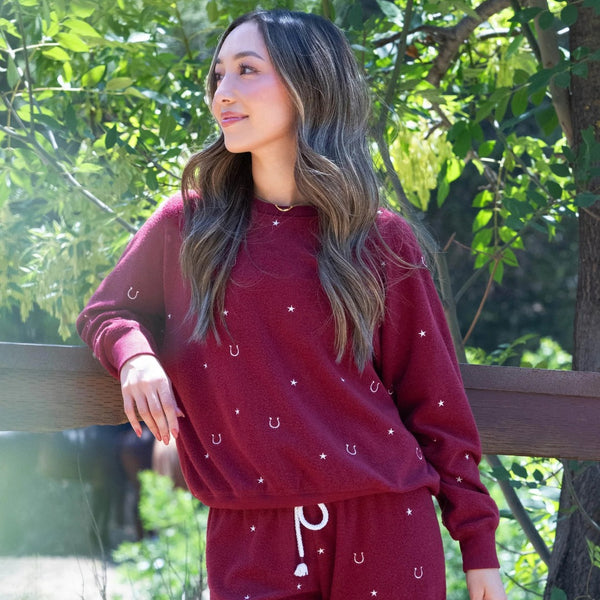 P.J. Salvage Hold Your Horses Horseshoe Embroidered Fleece Lounge