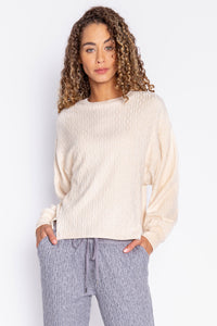 P.J. Salvage Tramway Cable Knit Solid Long Sleeve