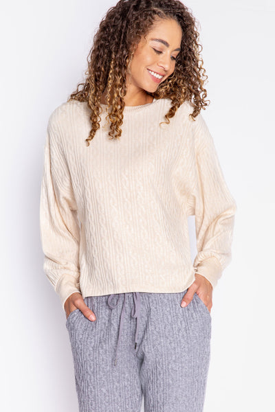 P.J. Salvage Tramway Cable Knit Solid Long Sleeve