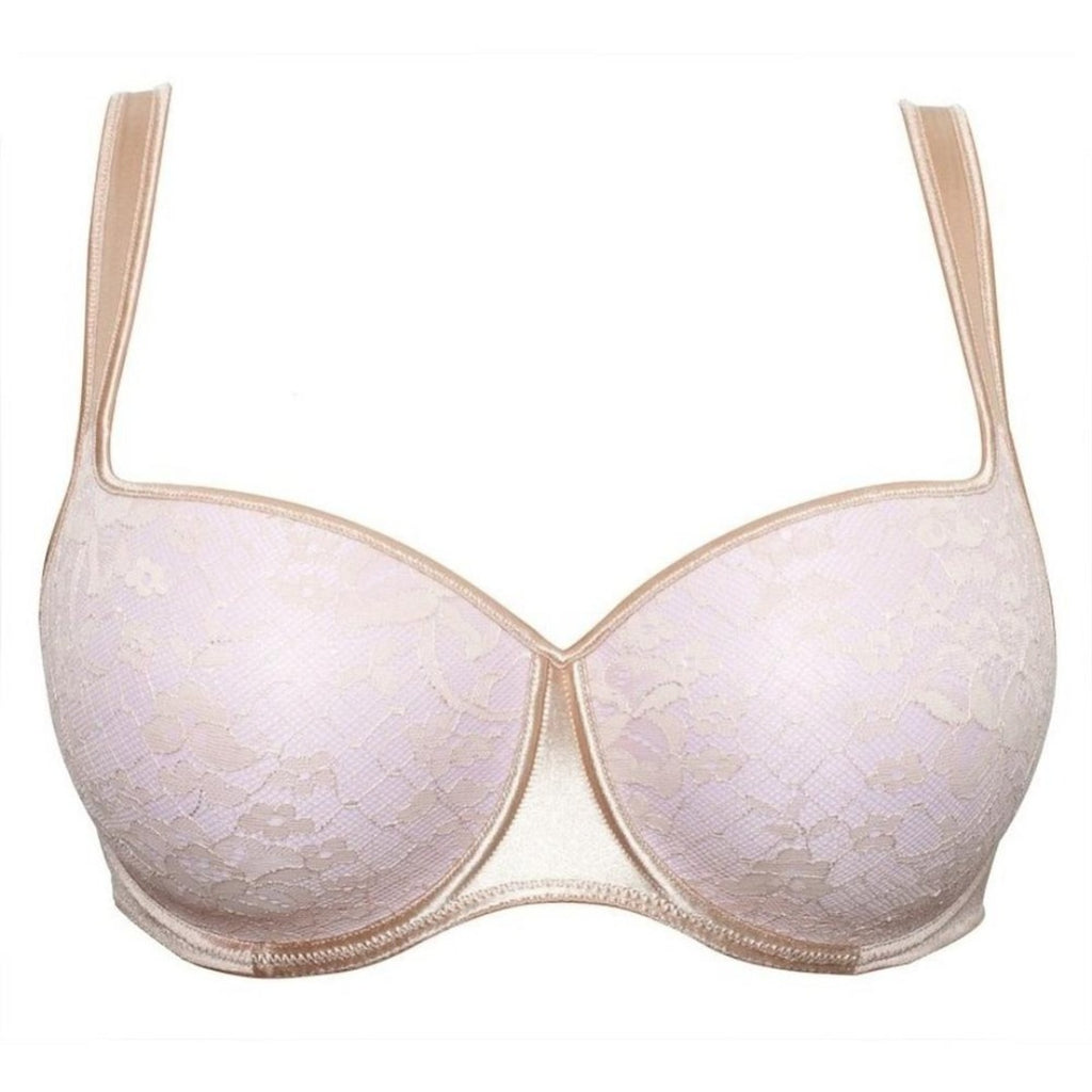 White seamless lace plunging underwire full cup bra, MELODY